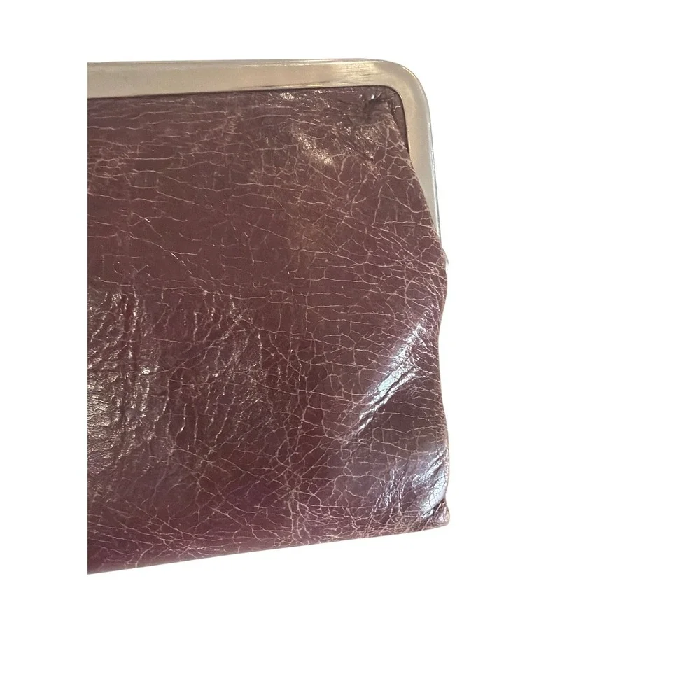 Hobo International Double Frame Wallet Brown Distressed‎ Leather Clutch